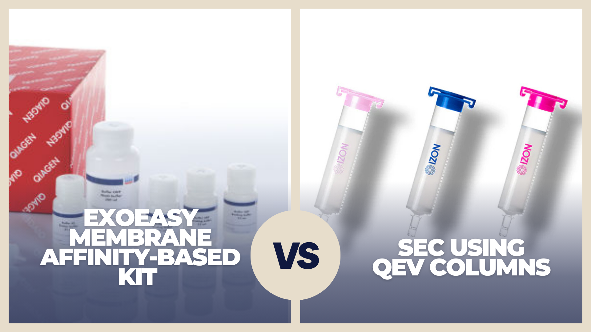 comparison of SEC using qEV columns versus the exoEasy membrane affinity-based kit for isolating exosome-like vesicles (ELVs) from human plasma.